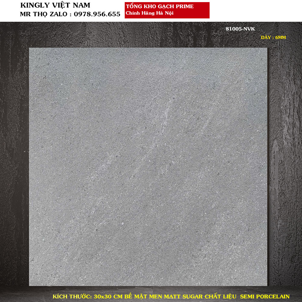 Gạch lát nền chống trơn Vân xi măng 30x30 Prime 81005 Loại A1